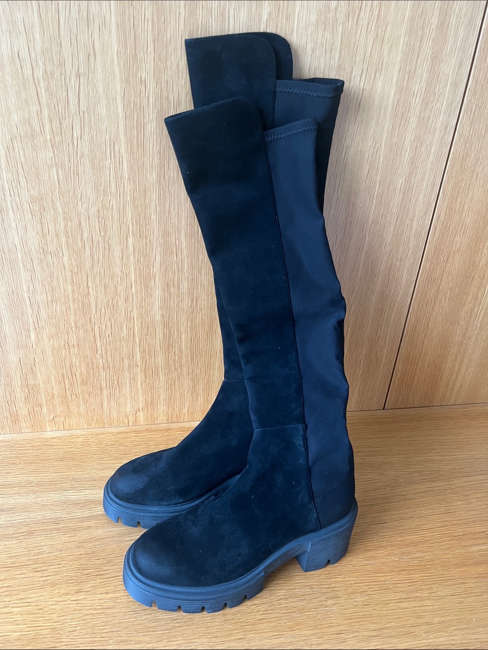 Stuart Weitzman Black Over-the-Knee Platform Boots